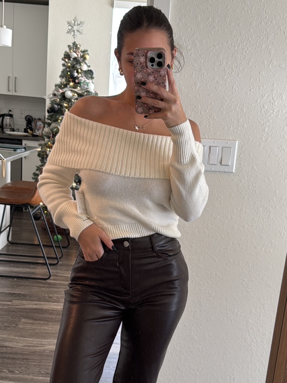 Off-Shoulder Sweater in Soft Cream